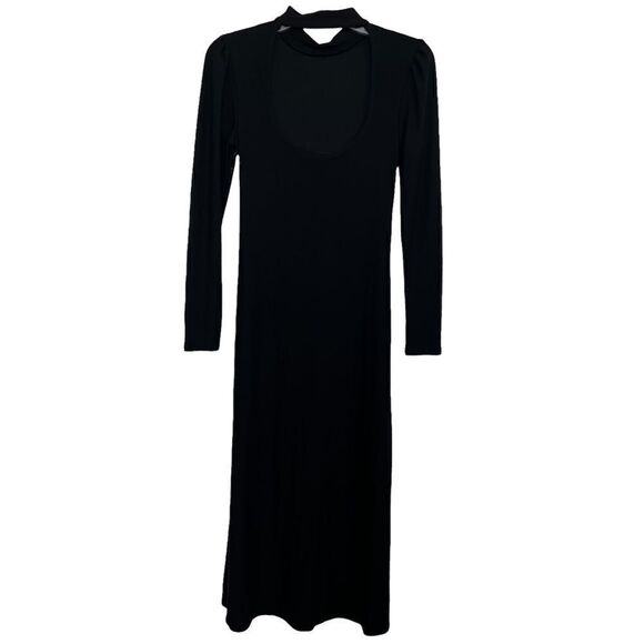 Aqua Black Open Back Puff Sleeve Midi Dress Size XS - Picture 4 of 8